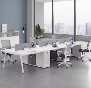 <span class=keywords><strong>Meubles</strong></span> de bureau modernes pour studio, postes de travail modulaires en bois certifiés ISO9001, pour 4, 6 ou 8 personnes, en configuration ouverte en groupe - Product Image 6