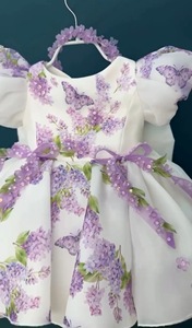 Neonato bambino bambino fiore di lavanda ragazze abito corto a sbuffo bambini <span class=keywords><strong>principessa</strong></span> abiti <span class=keywords><strong>da</strong></span> festa abiti per bambina - Product Image 2