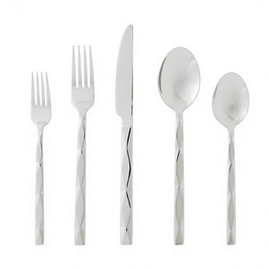 <b>Star</b> Crafts India Modern Stainless Steel 304 Eco-Friendly Designer Cutlery Set 5 Pcs Silver Color Luxury Flatware Wood Handles - Product Image 2