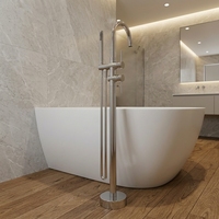Robinet de luxe pour hôtel, mitigeur eau chaude et froide à jet de pluie, avec cartouche céramique, pour baignoire autoportante, en acier inoxydable 304