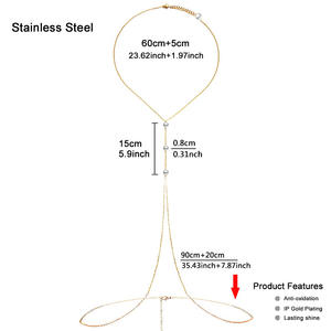 Semplice catena sul petto gioielli in acciaio inossidabile con perle Bikini per donna vita vita a catena <span class=keywords><strong>Sexy</strong></span> Lingerie di lusso Top regalo - Product Image 2