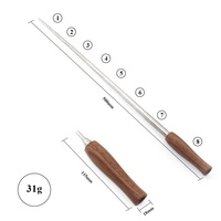 Souffleur de feu en acier inoxydable avec poignée en bois, extensible, pour le camping et le glamping, 50~60 cm