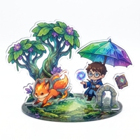 Expositor de Acrílico Personalizado de Múltiples Piezas, 6 Unidades, Ensamblaje Ranurado, Escena de Dibujos Animados 3D, Personaje, Adorno de Escritorio, Venta al por Mayor