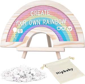 Planche à lettres en bois peint arc-en-ciel lettres modifiables lettres en feutre pour bébé annonces tenture murale décor idées d'étape - Product Image 1