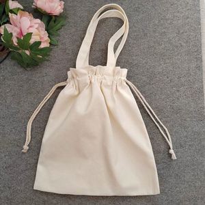 Sac de courses réutilisable personnalisé en coton naturel, anti-poussière, avec cordon de serrage, pour promotion - Product Image 5