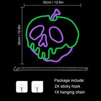 Enseigne au néon d'Halloween-Lumière de décoration murale crâne à intensité variable, connectivité USB pour chambre à coucher, bar, magasins, décoration de fête