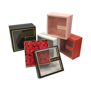 Valentinstag Geschenkbox <span class=keywords><strong>2</strong></span>-teilig Quadratische PVC-Fenster Blumenbox Geburtstagsgeschenkbox - Product Image 1
