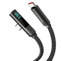 Kabel Pengisian Cepat 100W USB C ke USB C Kabel Ponsel Kabel Datar Berbentuk Siku 90 Derajat Kabel Data untuk Ponsel/Laptop