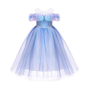 Collection de papillons bleus d'inspiration de luxe Princesse Manches à bulles Sequin Fantasy Disguise Cendrillon Robe TV & Movie Costumes - Product Image 6