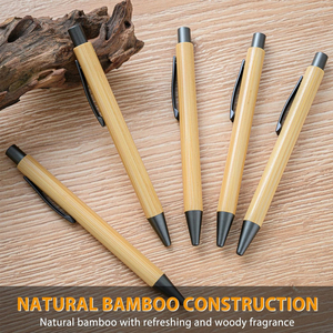 Stylos à bille rétractables en bambou écologiques personnalisés, prise en main confortable, bambou naturel, durables, pour fournitures de bureau - Product Image 5