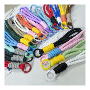 Bán buôn Nylon Keychain dây buộc dây dệt chuỗi đồng bằng RTS kim loại vòng chìa khóa phụ kiện Quà tặng khuyến mãi - Product Image 1