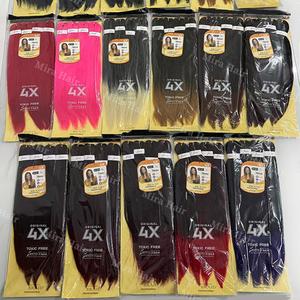 Cheveux à tresser pré-étirés en gros 4X 400g, mèches lisses Yaki africaines, pour tresses à l'eau chaude, pré-étirés pour femmes - Product Image 2