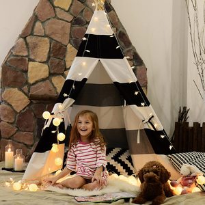 Tente <span class=keywords><strong>tipi</strong></span> pour garçons, 5 pieds-<span class=keywords><strong>Tipi</strong></span>-Bande noire et blanche-Tente de jeu pour enfants avec étui de transport en toile pour intérieur et <span class=keywords><strong>jardin</strong></span> - Product Image 5