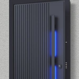 <span class=keywords><strong>Entrada</strong></span> frontal metálica personalizada de diseño clásico moderno con ventanas de vidrio Puerta exterior de <span class=keywords><strong>entrada</strong></span> principal de una sola hoja doble - Product Image 5