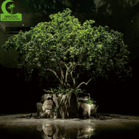 Arbres artificiels en fibre de verre de taille réelle, chêne et ficus, résistants aux UV, décoration extérieure, vente chaude, fabrication sur mesure