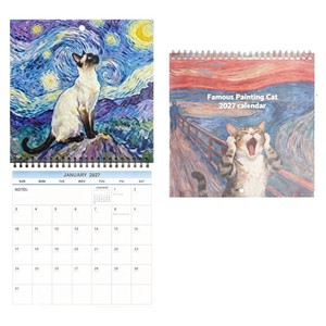 ปฏิทินไห่ชวน 2027 ปฏิทินติดผนังลายแมวภาพวาดชื่อดังสำหรับตกแต่งบ้านและสำนักงาน - Product Image 1