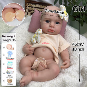 Auténtica Muñeca <span class=keywords><strong>Reborn</strong></span> LouLou de 18 Pulgadas para Niñas, Cuerpo Suave de Silicona Premium con Piel Pintada en 3D, Juguete Suave, Muñeca Recién Nacida de Colección - Product Image 2