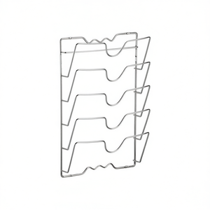 Étagère murale en acier inoxydable à 4 niveaux pour couvercles de casseroles, design minimaliste pour cuisine, métal poli - Product Image 1