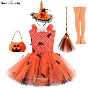 Vestido Tutu Crianças Meninas Vestidos De Festa De Aniversário Adolescentes Baby Girl Vestido Infantil Vestuário Set Halloween Cosplay Feiticeira Traje