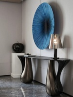 Table console moderne de luxe en fibre de verre, base créative en forme de goutte d'eau, table d'entrée 1,6 m, table de couloir pour villa, salon