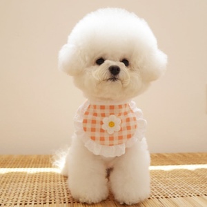 Babero de algodón a cuadros estilo coreano para perros, toalla para la saliva de mascotas, para Bichón Frisé, Teddy, Pomerania, con diseño de corbata, color personalizado, para todas las estaciones - Product Image 4