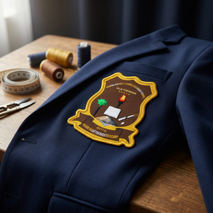 Parche Bordado Personalizado con Escudo y Borde Amarillo Marrón para Uniformes - Product Image 2