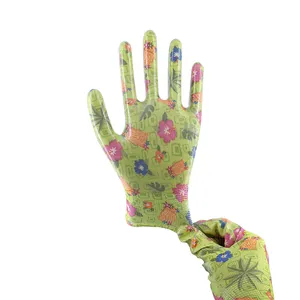 Obral sarung tangan kerja Nitrile wanita cetak celup nitril tahan aus untuk kerja musim panas