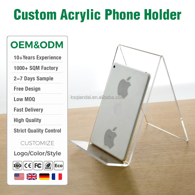 Factory OEM Triangle Luxury Transparent Phone Display Rack Stand Acrylic Mobile Phone Holders for IPhone IPad Home Office
