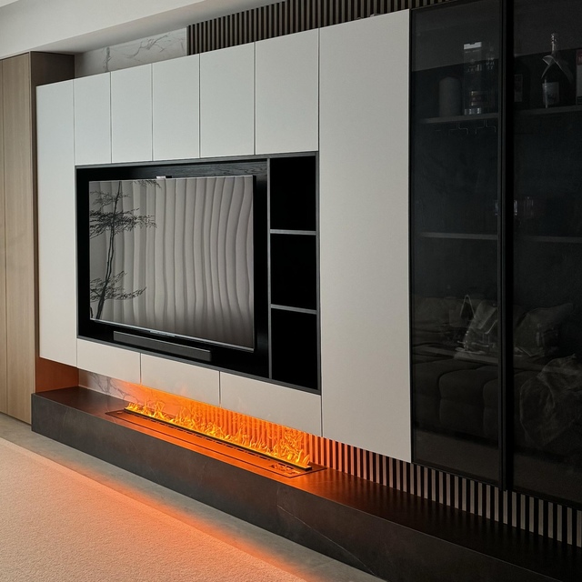 Modern Wall-mounted Tv Stand Luxury Minimalist Floating Console for Living Room Panel Wood Led Entertainment Center