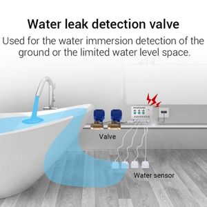Système de détecteur de fuite d'eau avec 2 pièces DN15(1/2 ") Valve intelligente 4 pièces Câble de capteur de fuite d'eau pour tuyau de 1/2" Sécurité à domicile - Product Image 2