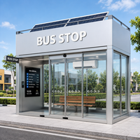 Abri de bus intelligent extérieur avec écran publicitaire LED, affichage d'informations publiques, structure en acier inoxydable, système de prévision météo, climatisé