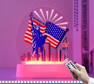 Jour <span class=keywords><strong>de</strong></span> l'Indépendance Décoration Lumières LED Veilleuse Acrylique <span class=keywords><strong>4</strong></span> juillet USA Produit Memorial Day - Product Image 6