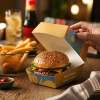 Boîte à hamburger en carton blanc anti-graisse, structure rectangulaire, pour poulet frit, emballage de burger, logo personnalisé, fourniture OEM, service alimentaire