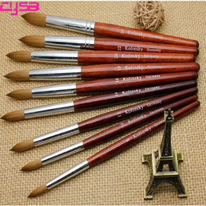 Free samples sable nail acrylic Wooden poles nail brushes kolinsky acrylic for pure 100% kolinsky acrylic nail brush