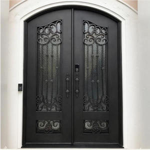 Double portes d'entrée extérieure, pièce en fer forgé en cuivre forgé, pour porte de villa - Product Image 5