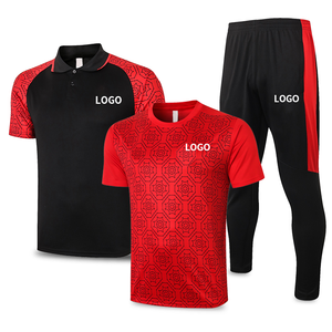 Tuta da corsa in poliestere personalizzata da uomo da allenamento da calcio T-shirt <span class=keywords><strong>Slim</strong></span> Fit a due pezzi + pantaloni tuta da calcio - Product Image 2