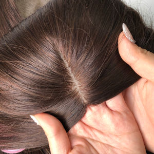 Cheveux Humains Remy Toppers Pleine Extrémités Trame Section Toupet avec Base en Soie Topper Super Double Dessiné Vierge Européenne 12A - Product Image 1