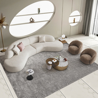 Ensemble de canapés modernes beiges de style mid-century, forme ovale, revêtement en tissu éponge, grand canapé pour projets de villas et d'appartements