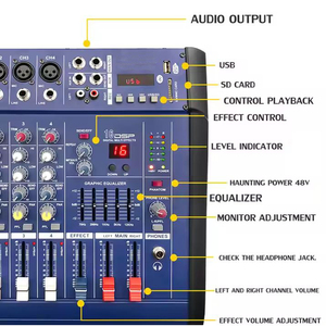Mezclador Profesional de 4 Canales con Bluetooth, USB, Tarjeta de Sonido de 350w para Grabación en Estudio y Presentaciones en Vivo - Product Image 3