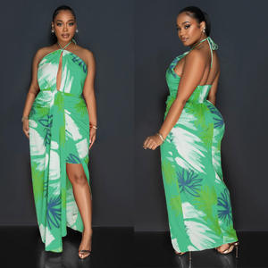 C6921 Femmes mode européenne américaine dos nu à lacets imprimé longue longueur au sol pour quotidien transfrontalier pour AliExpress <span class=keywords><strong>Amazon</strong></span> - Product Image 4