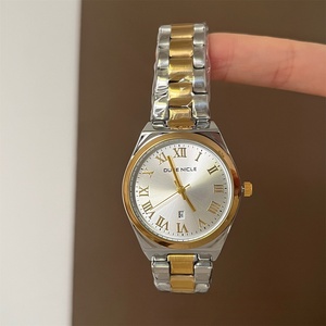 Montre sport à quartz pour femme, dernière tendance, simple, en acier inoxydable plaqué or rose, avec cadran à aiguilles en verre, résistante à l'eau - Product Image 3