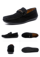 Mocassins en daim pour hommes, à enfiler, avec boucle métallique, semelle plate souple anti-usure, décontractés, pour la conduite, grandes tailles, vente en gros