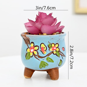 Maceta para <span class=keywords><strong>Suculentas</strong></span> HY2, Maceta Coreana Pintada a Mano, Mini Maceta <span class=keywords><strong>de</strong></span> Cerámica para Hogar, Escritorio, Balcón, Jardín - Product Image 5