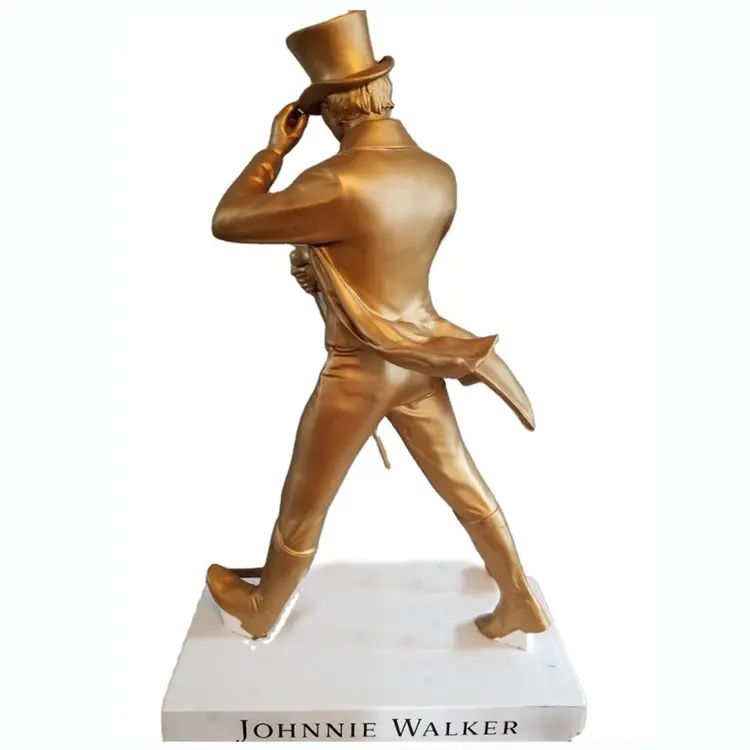 Statue décorative de marche en polyrésine disney, bijou d'extérieur de taille vie, Sculpture dorée johnny Walker, pour la maison