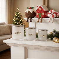 Pot à bougie en verre dépoli avec logo personnalisé, gobelet à bougie vide avec couvercle métallique pour cadeau de Noël, pots à bougies de luxe avec couvercles
