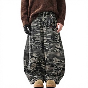 Pantalones vaqueros de mezclilla encerada de pierna ancha para hombre, talla grande, corte holgado, cintura media, color liso, algodón, casuales, con cierre de botón, tela tejida - Product Image 1
