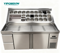 Table Réfrigérée Commerciale Yipomson pour Préparation de Salades | Comptoir de Préparation Sandwichs et Pizzas en Acier Inoxydable avec Vitrine Réfrigérée à Ingrédients