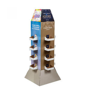 Soportes de exhibición de suelo de cartón corrugado modernos personalizados soporte de estante de papel reciclable para supermercado impreso forma única - Product Image 5