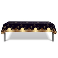 Nappe de fête Huancai Ramadan Mubarak, nappe en plastique noire, nappe jetable pour les fournitures de fête islamique musulmane Eid