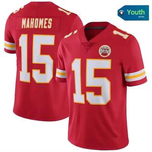 ユース カンザスシティ フットボール ジャージ 15 パトリック・マホームズ ステッチ入り限定ジャージ キッズ 子供用 レッド - Product Image 3